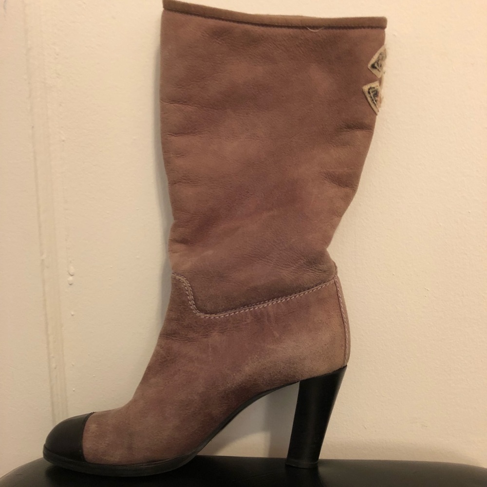 Chanel heeled fur boots